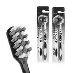 Hard bristled toothbrush black and white two pack