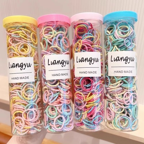 Children's hair loop, colorful shiny silk, high elasticity, girl's hair rope, 1 can, 500 pieces