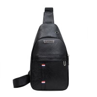 PU single shoulder chest bag, fashion versatile chest bag, casual headphone crossbody bag, men's trendy business chest bag