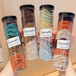 High elasticity, durable rubber band, women's Korean style, simple temperament, hair tie, headband, high ponytail leather cover, 1 can, 100 pieces High elasticity, durable rubber band, women's Korean style, simple temperament, hair tie, headband, high ponytail leather cover, 1 can, 100 pieces