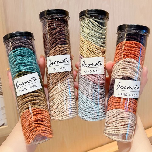 High elasticity, durable rubber band, women's Korean style, simple temperament, hair tie, headband, high ponytail leather cover, 1 can, 100 pieces High elasticity, durable rubber band, women's Korean style, simple temperament, hair tie, headband, high ponytail leather cover, 1 can, 100 pieces