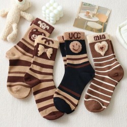 Socks for women in spring and autumn, ins long tube, high looks, internet celebrity, high waist, sweet and cute letters, cotton socks