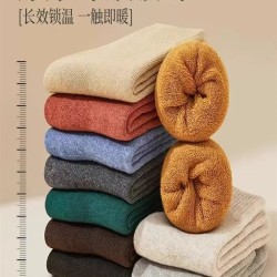 Thick looped socks for men and women, mid tube socks for autumn and winter, warm long tube socks, thick and plush winter towels, floor socks