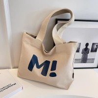 Custom Logo Canvas Bag, Blank Canvas Backpack, Large Capacity Travel Simple Letter Yoga Universal Single Shoulder Ins Handheld Student Book Bag for Men and Women