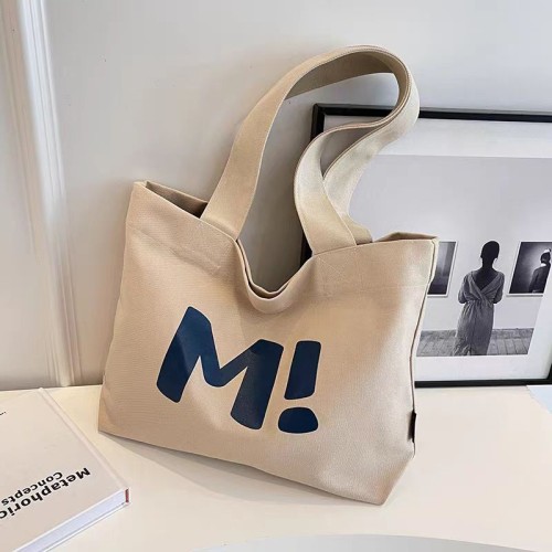 Custom Logo Canvas Bag, Blank Canvas Backpack, Large Capacity Travel Simple Letter Yoga Universal Single Shoulder Ins Handheld Student Book Bag for Men and Women