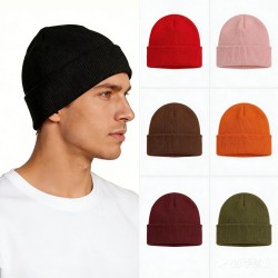 Hot selling cold hat big head circumference acrylic solid color light plate women's versatile knitted hat warm and thick woolen hat wholesale
