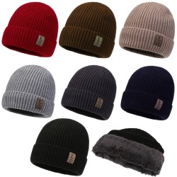 Men's Hat Winter Youth Warm Thick Knitted Wool Hat Korean Edition with Velvet Women's Cotton Hat Anti Cold Hoodie