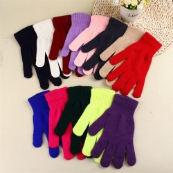 Unisex Acrylic Magic Gloves, Winter Warm Knit Gloves, Solid Color Full-Finger Gloves