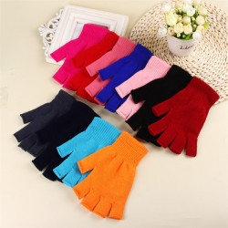 Acrylic Knitted Warm Gloves for Autumn and Winter, Half Finger Gloves for Men and Women, Open Finger Gloves
