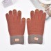 Winter knitted cycling warm gloves, yarn jacquard leather label imitation cashmere touch screen gloves, jacquard playing mobile phone gloves