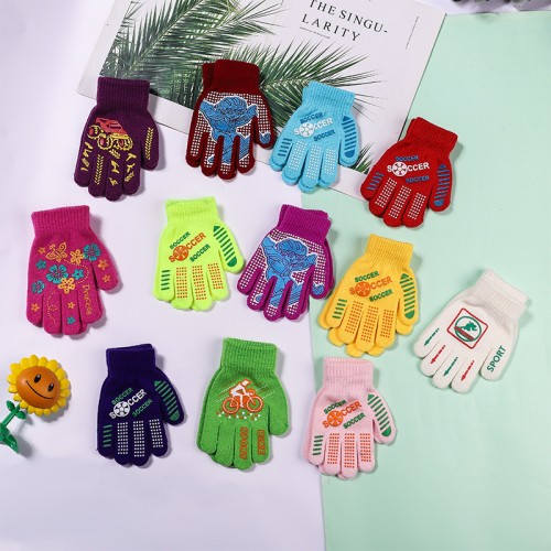 Children's adhesive gloves for autumn and winter warmth, all finger letter cartoon gloves Children's adhesive gloves for autumn and winter warmth, all finger letter cartoon gloves