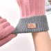 Winter knitted cycling warm gloves, yarn jacquard leather label imitation cashmere touch screen gloves, jacquard playing mobile phone gloves