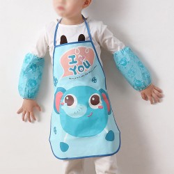 Cartoon children's apron set, children's household bib, baby's eating apron, drawing hood, play hood, waterproof apron sleeve cover